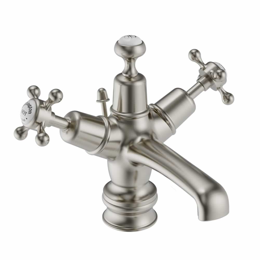 Claremont Regent basin mixer with pop-up waste brushed nickel